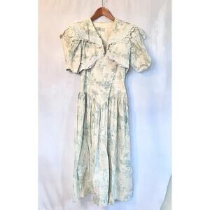 Vintage 80s Jessica McClintock Dress S Floral Garden Party Cottagecore Jacket